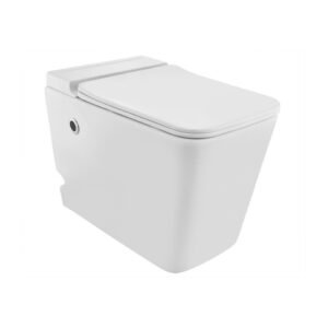 Jaquar Tankless Single Piece WC with UF Soft Close Slim Seat Cover, Hinges, Single Flush with Sensor & Manual Operated, Fixing Accessories and Accessories Set, Size: 360x590x450 Mm, S Trap- 300 mm - White