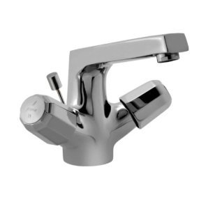 Jaquar Central Hole Basin Mixer with Popup Waste with 450 mm Long Braided Hoses