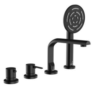 Jaquar Florentine Prime 4-Hole Thermostatic Control Spout & S Hand Shower, Deck Black Matt BLM