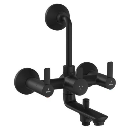 Jaquar Wall Mixer 3-In-1 System with Provision for Both Hand Shower and Overhead Shower Complete with 115mm Long Bend Pipe, Connecting Legs & Wall Flange (Without Hand & Overhead Shower) - Black Matt