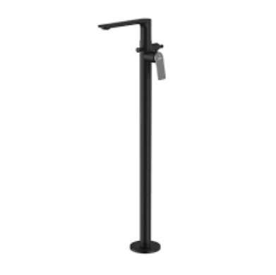 Jaquar Exposed Parts of Floor Mounted Single Lever Bath Mixer with Provision for Hand Shower, without Hand Shower & Shower Hose (Compatible with Ald-121) - Black Chrome Lever with Black Matt Body