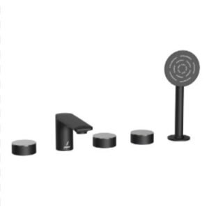 Jaquar 5-Hole Bath Tub Mixer with Hot & Cold Control Cock Spout, Diveter & Hand Shower