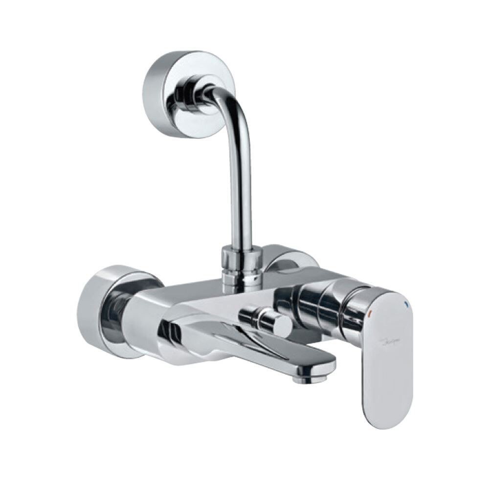 Jaquar Single Lever Wall Mixer with Provision for Overhead Shower with 115mm Long Bend Pipe on Upper Side, Connecting Legs & Wall Flanges - Chrome