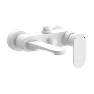 Jaquar Single Lever Wall Mixer with Provision for Connection to Exposed Shower Pipe (Sha-1211N) with Connecting Legs & Wall Flanges - White Matt