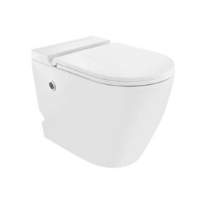 Jaquar Tankless Single Piece WC with UF Soft Close Slim Seat Cover, Hinges, Single Flush with Sensor & Manual Operated, Fixing Accessories and Accessories Set, Size: 360x580x450 Mm, S Trap- 300 mm - White