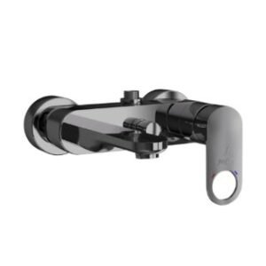 Jaquar Single Lever Wall Mixer with Provision for Connection to Exposed Shower Pipe (Sha-1211N) with Connecting Legs & Wall Flanges - Black Chrome