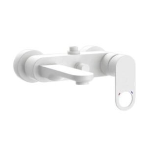 Jaquar Single Lever Wall Mixer with Provision for Connection to Exposed Shower Pipe (Sha-1211N) with Connecting Legs & Wall Flanges - White Matt