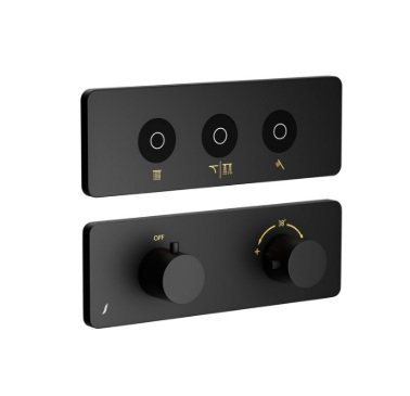 Jaquar Exposed Part Kit of Qluod Touch Shower System 3 Outlets for Rain, Mist / Water Fall Shower Mode & Hand Shower - Black Matt
