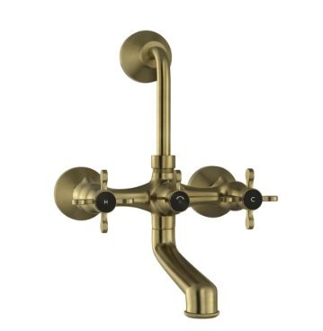 Jaquar Wall Mixer with Provision for Overhead Shower with 115mm Long Bend Pipe on Upper Side, Connecting Legs & Wall Flanges - Antique Bronze