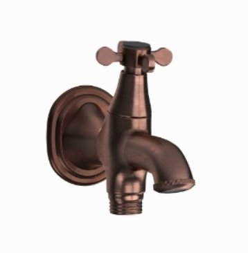 Jaquar 2 Way Bib Cock with Wall Flange - Blush Gold Bright PVD