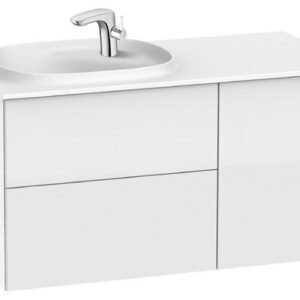 Roca Unik Wall Mounted Cabinet (Base Unit with Two Drawers, One Door and Surfex Basin on the Left), Size: 1000x505x525 Mm, White
