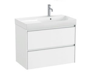 Roca Ona Unik Wall Hung Cabinet (Base unit with two drawers for right hand basin), Size: 800x460x645 mm, Matt White