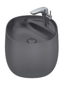 Roca Beyond Fineceramic Integrated Wall Hung Basin with Tap Hole, Universal Waste Coupling and Ceramic Plug 72 Mm, Size: 460x470x380mm, Onyx