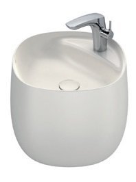 Roca Beyond Fineceramic Integrated Wall Hung Basin with Tap Hole, Universal Waste Coupling and Ceramic Plug 72 Mm, Size: 460x470x380mm, Beig