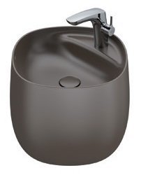 Roca Beyond Fineceramic Integrated Wall Hung Basin with Tap Hole, Universal Waste Coupling and Ceramic Plug 72 Mm, Size: 460x470x380mm, Coff
