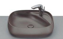 Roca Beyond Fineceramic Over Counter Top Basin with Tap Hole, Universal Waste Coupling with Ceramic Plug 72 mm, Size: 585x455x160 mm, Coffee