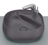 Roca Beyond Fineceramic Over Counter Top Basin with Tap Hole, Universal Waste Coupling with Ceramic Plug 72 mm, Size: 455x455x160 mm, Onyx