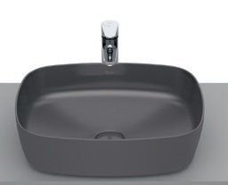 Roca Inspira Soft Fineceramic Over Counter Top Basin, Universal Waste Coupling with Ceramic Plug, Size: 500x370x140 mm, Onyx