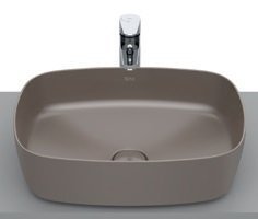 Roca Inspira Soft Fineceramic Over Counter Top Basin, Universal Waste Coupling with Ceramic Plug, Size: 500x370x140 mm, Coffee