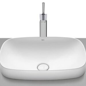 Roca Inspira Soft Fineceramic Semi Insert Basin, Universal Waste Coupling with Ceramic Plug, Size: 550x370x160 mm, White