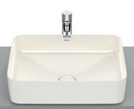 Roca Inspira Square Fineceramic Over Counter Top Basin, Universal Waste Coupling with Ceramic Plug, Size: 500x370x140 mm, Beige