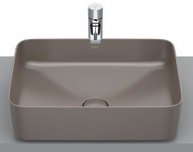Roca Inspira Square Fineceramic Over Counter Top Basin, Universal Waste Coupling with Ceramic Plug, Size: 500x370x140 mm, Coffee