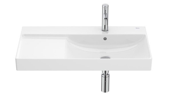 Roca Ona Fineceramic Wall Hung or Vanity Basin with Fixing Accessories, Size: 800x460x160 Mm, Supraglaze, White