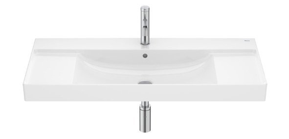 Roca Ona Fineceramic Wall Hung or Vanity Basin with Fixing Accessories, Size: 1000x460x160 Mm, Supraglaze, White