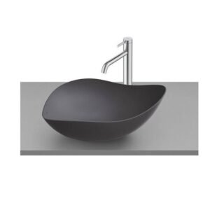 Roca Ohtake Fineceramic Over Counter Top Basin with Ceramic Plug, Size: 550x385x180 mm, Onyx