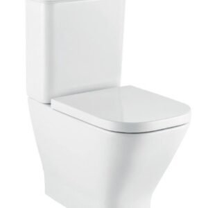 Roca Gap Square Compact Rimless Couple Closet WC with Dual Outlet Options, Fixing Accessories, Size: 365x600x790 mm, P Trap-180 mm, White