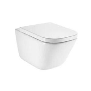 Roca Gap Square Rimless Wall Hung WC with Fixing Accessories, Size: 350x540x345 mm, Matt Beige
