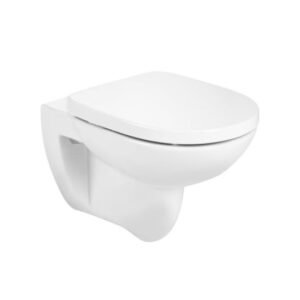 Roca Debba Round Compact Rimless Wall Hung WC with Fixing Accessories, Size: 355x500x345 mm, White