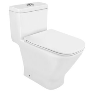 Roca Gap Square Rimless Single Piece WC with UF Soft Close Slim Seat Cover, Fixing Accessories, Size: 370x650x710 mm, P-180 mm, White