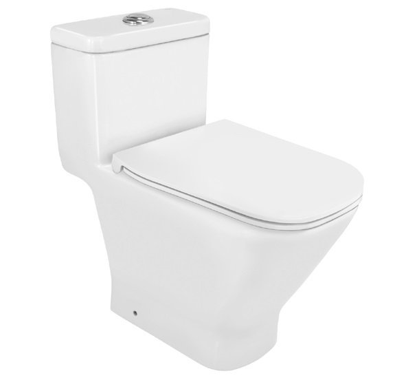 Roca Gap Square Rimless Single Piece WC with UF Soft Close Slim Seat Cover, Fixing Accessories, Size: 370x650x710 mm, P-180 mm, White