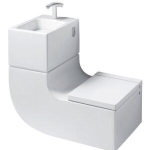 Roca W+w, Single Unit of Wall Hung Water Closet and Wash Basin with UF Soft Close Seat Cover, Single Lever Basin Mixer, Mounting Frame, Fixi