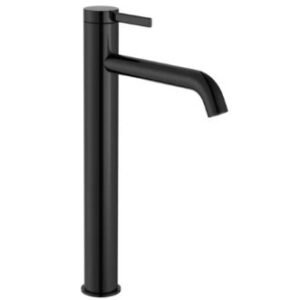 Roca Ona High Neck Basin Mixer Smooth Body Cold Start with Click Clack, Titanium Black