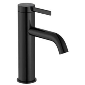 Roca Ona Basin Mixer Smooth Body Cold Start with Click Clack, Titanium Black