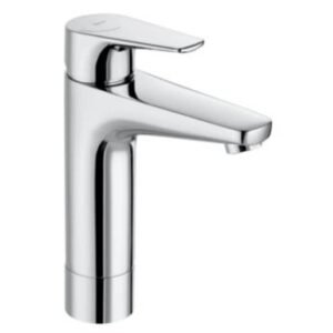 Roca Atlas Mezzo Plus Spout Basin Mixer Smooth Body Cold Start, Chrome