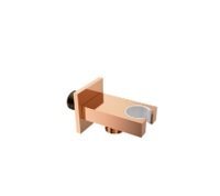 Roca Aqua Square wall water inlet for shower hose with integrated bracket for hand shower, Rose Gold