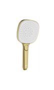 Roca Aqua Soft Square Hand Shower with 3 Functions, 120 mm, Brushed Brass (Completed with bracket and hose, sold separately)