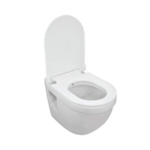 Jaquar Wall Hung WC with In-Built Jet, UF Soft Close Slim Seat Cover, Hinges, Accessories Set, Size: 365x525x400 mm - White