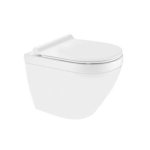 Jaquar Rimless Back to Wall WC with UF Soft Close Slim Seat Cover, Hinges, Fixing Accessories and Accessories Set Size: 375x525x395 Mm, P Trap- 180 mm - White
