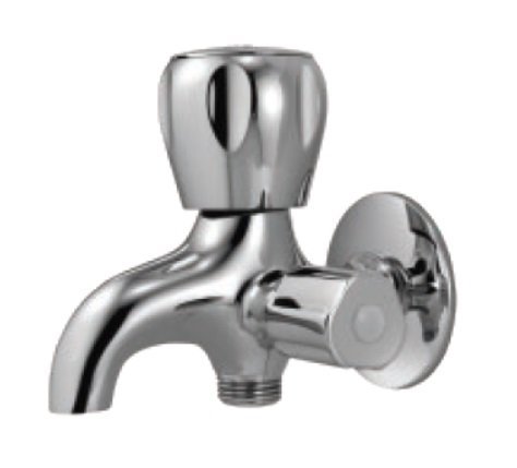 Essco 2 Way Bib Cock with Wall Flange - Chrome