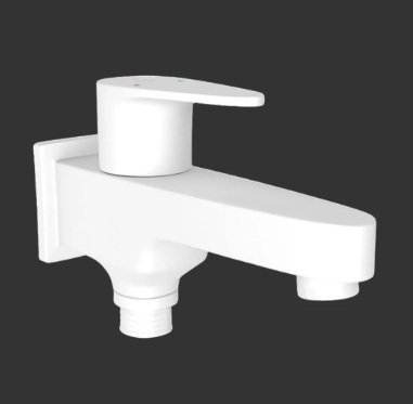 Jaquar 2 Way Bib Cock with Wall Flange - White Matt
