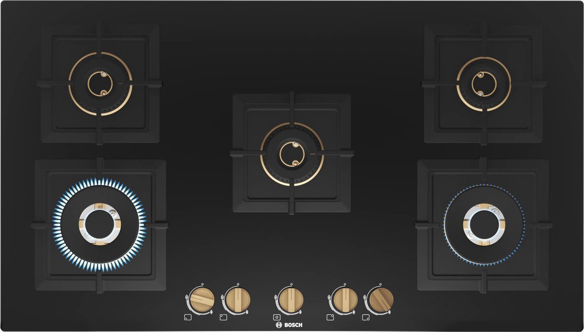 Bosch - PNV9B6F20I - Hob 90 Cm, 5 Burners, Wok Capability, Sturdy Design - 56 x 900 x 520 mm