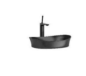 Roca Khroma Semi Insert Basin, Universal Waste Coupling with Ceramic Plug, Size 500x380x165 Mm, Black