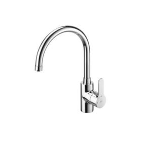 Roca L 20 Deck Mounted Kitchen Sink Mixer with Swivel Spout Cold Start, Chrome
