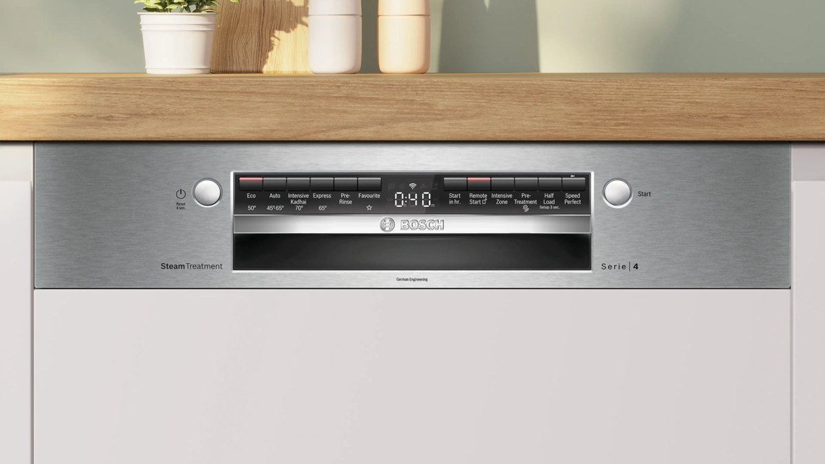 Bosch - SMI4IKS00I - Series 4 Semi-Integrated Dishwasher, 60 Cm, 14-Place Settings, Stainless Steel, Ecosilence Drive, 6 Programmes Incl. Auto/Eco/Express/Intensive, Home Connect, 9.5 L Water Use, 48 - Image 3
